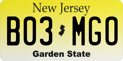 NJ license plate B03MGO