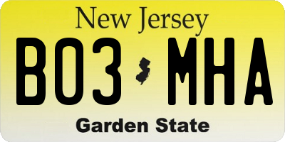 NJ license plate B03MHA