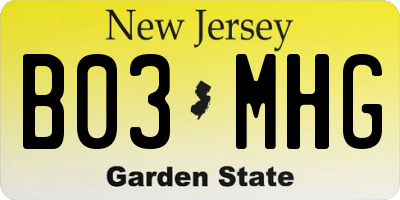 NJ license plate B03MHG