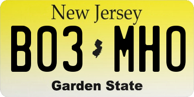 NJ license plate B03MHO