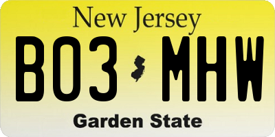 NJ license plate B03MHW