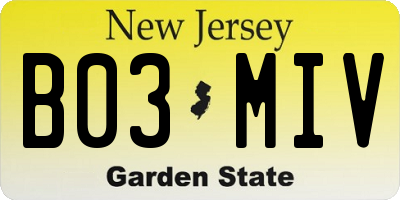NJ license plate B03MIV