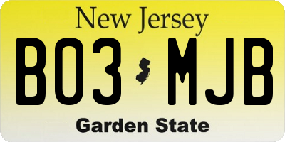 NJ license plate B03MJB