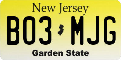 NJ license plate B03MJG