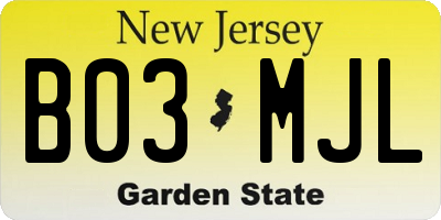 NJ license plate B03MJL