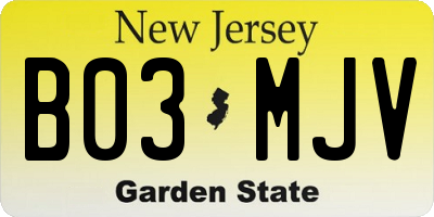 NJ license plate B03MJV