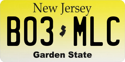 NJ license plate B03MLC