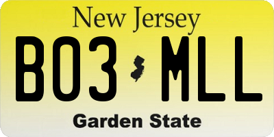 NJ license plate B03MLL