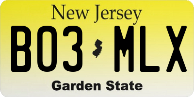 NJ license plate B03MLX