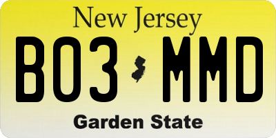NJ license plate B03MMD