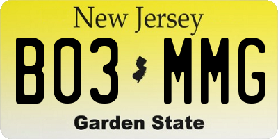 NJ license plate B03MMG