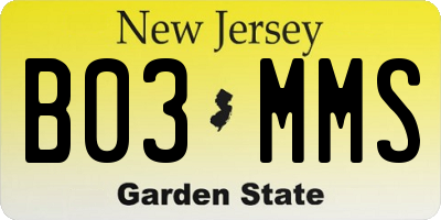 NJ license plate B03MMS