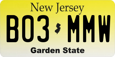 NJ license plate B03MMW