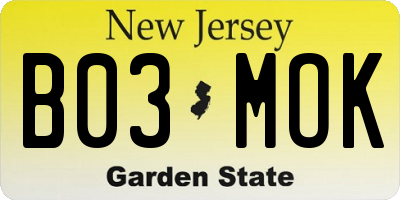 NJ license plate B03MOK