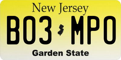 NJ license plate B03MPO