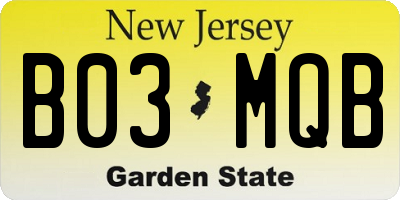 NJ license plate B03MQB