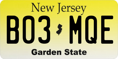 NJ license plate B03MQE