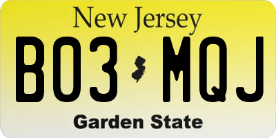 NJ license plate B03MQJ