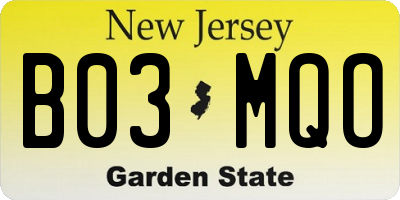 NJ license plate B03MQO
