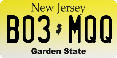 NJ license plate B03MQQ