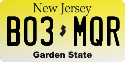 NJ license plate B03MQR