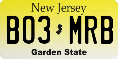 NJ license plate B03MRB