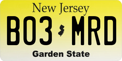 NJ license plate B03MRD
