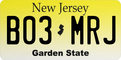 NJ license plate B03MRJ