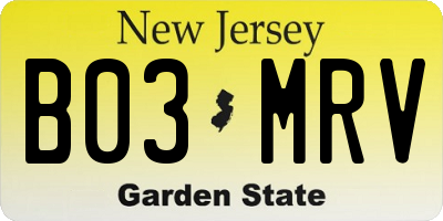 NJ license plate B03MRV