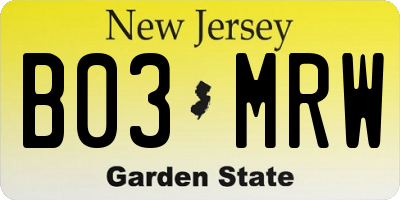 NJ license plate B03MRW