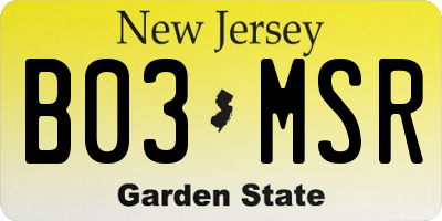 NJ license plate B03MSR