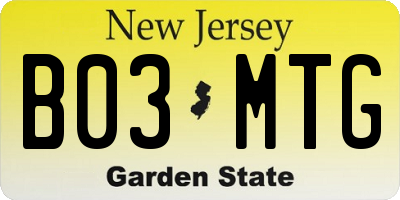 NJ license plate B03MTG