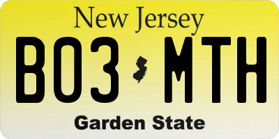 NJ license plate B03MTH