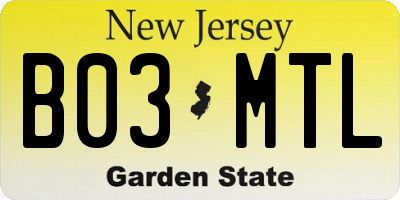 NJ license plate B03MTL