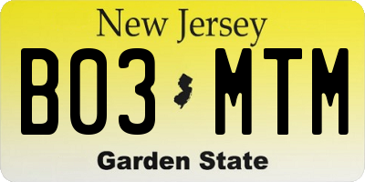 NJ license plate B03MTM