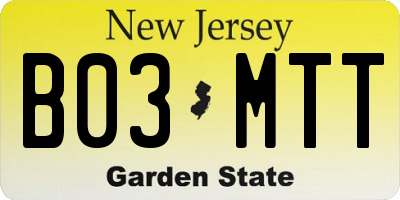 NJ license plate B03MTT