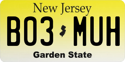 NJ license plate B03MUH