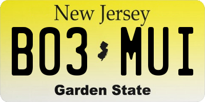 NJ license plate B03MUI