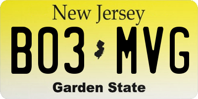 NJ license plate B03MVG