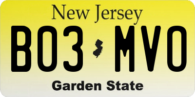 NJ license plate B03MVO