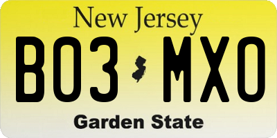 NJ license plate B03MXO