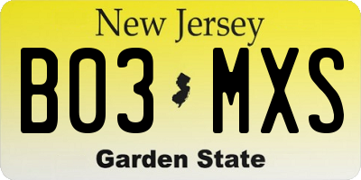 NJ license plate B03MXS
