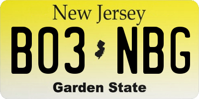 NJ license plate B03NBG