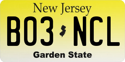 NJ license plate B03NCL