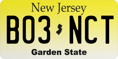 NJ license plate B03NCT