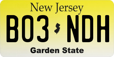 NJ license plate B03NDH