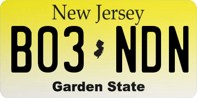 NJ license plate B03NDN