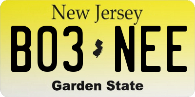 NJ license plate B03NEE