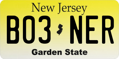 NJ license plate B03NER