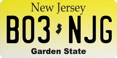 NJ license plate B03NJG
